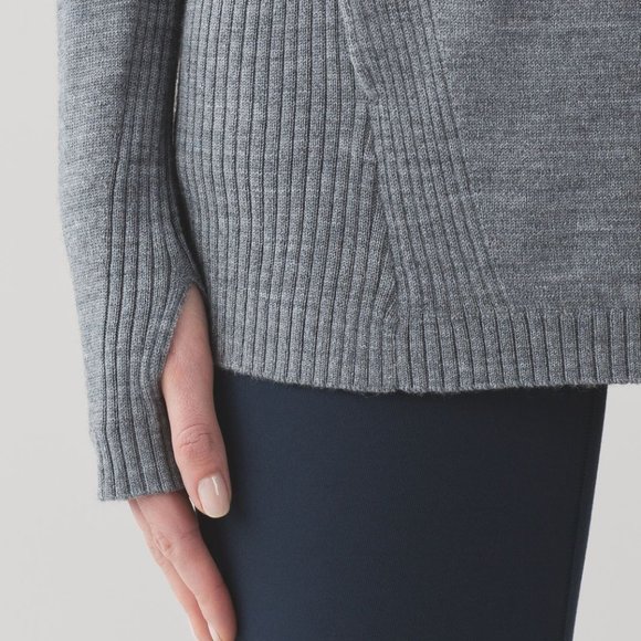 Lululemon Pockets Sweat Savasana Merino Wool Turtleneck Gray Sweater Womens 6 M - Picture 6 of 16
